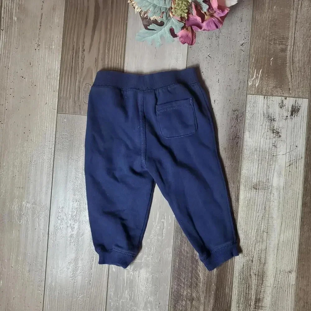 Gymboree 12-18m Baby Boy Navy Blue Fleece Lined Joggers EUC